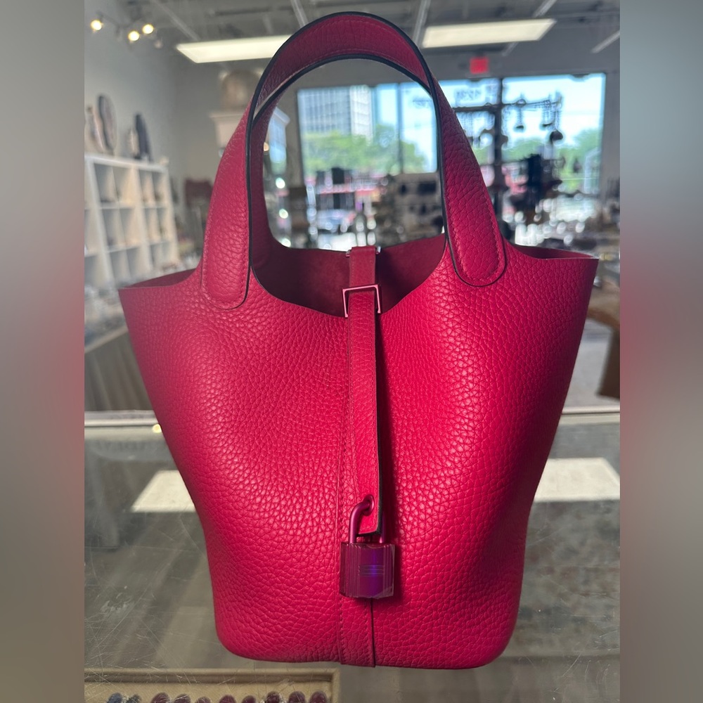 Hermes Rose Monochrome Picotin 18 Lock Bag Clemence Leather